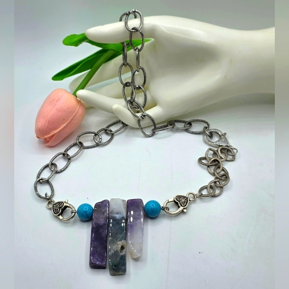 Custom Made Textured Chain Necklace, 26in - Picture 1 of 2